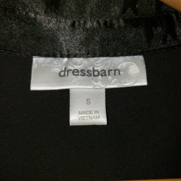 Dress barn black sleeveless top with silky trim, brass buttons - Picture 5 of 5